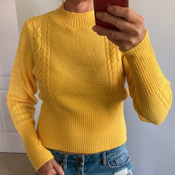 Bright Yellow Ribbed Long Sleeve Sweater - Picture 3 of 11